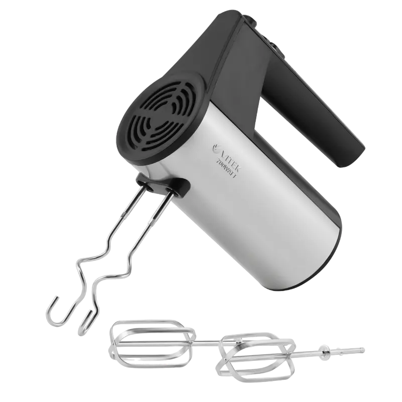 Mixere - Mixer VITEK VT-1424
Putere:  700 W
Materialul carcasei:  Oțel Inoxidabil, Plastic 
Trepte de viteze:  5 
Numărul duze incluse:  4 
Mod turbo
Buton pentru decuplare accesorii