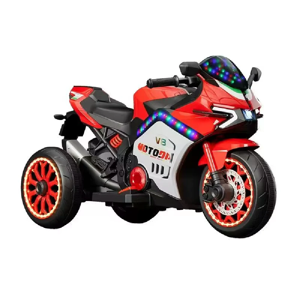 Trotinete - Motocicletă electrică pentru copii Caider JMBD583 roșie – aventură sigură pe două roți cu accelerator pedală și efecte lumini/muzică!