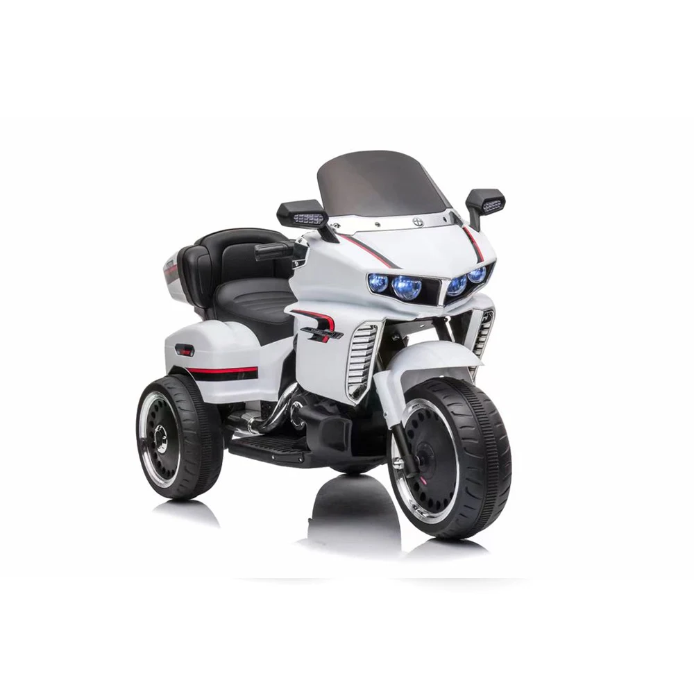 Jucării - Motocicletă electrică pentru copii Caider RT9199 / 1 alb – design elegant alb, accelerator cu pedală și efecte lumini/muzică pentru aventuri sigure și stilate!