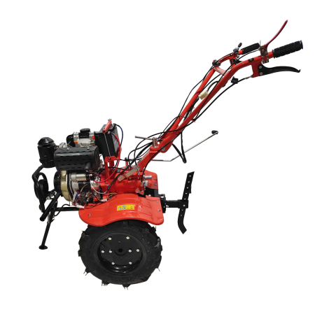 Motocultor pe motorină TECHNOWORKER 100 DE + Freză (5 CP, Starter Electric, Motor KAMA 173 FE, Transmisie din Fontă) [1]
