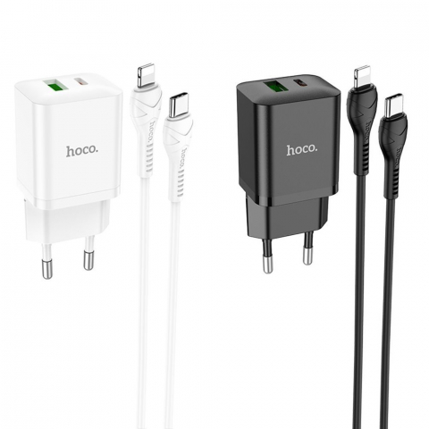 Incarcatoare - N28 Founder PD20W+QC3.0 charger set(C to iP)(EU) black