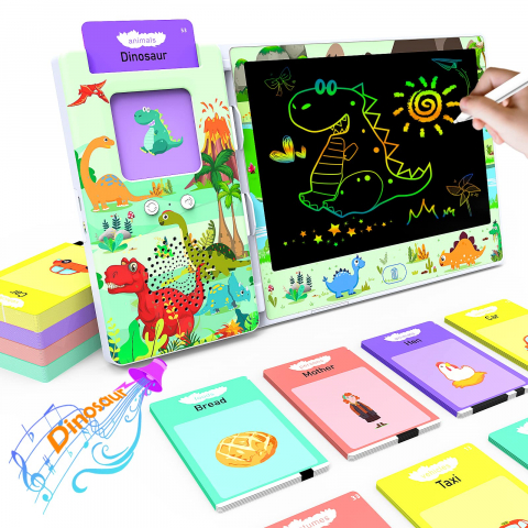 Educative - Newlight LCD writing tablet 8.5”with Talking Flash Card, Educational Toy, Green