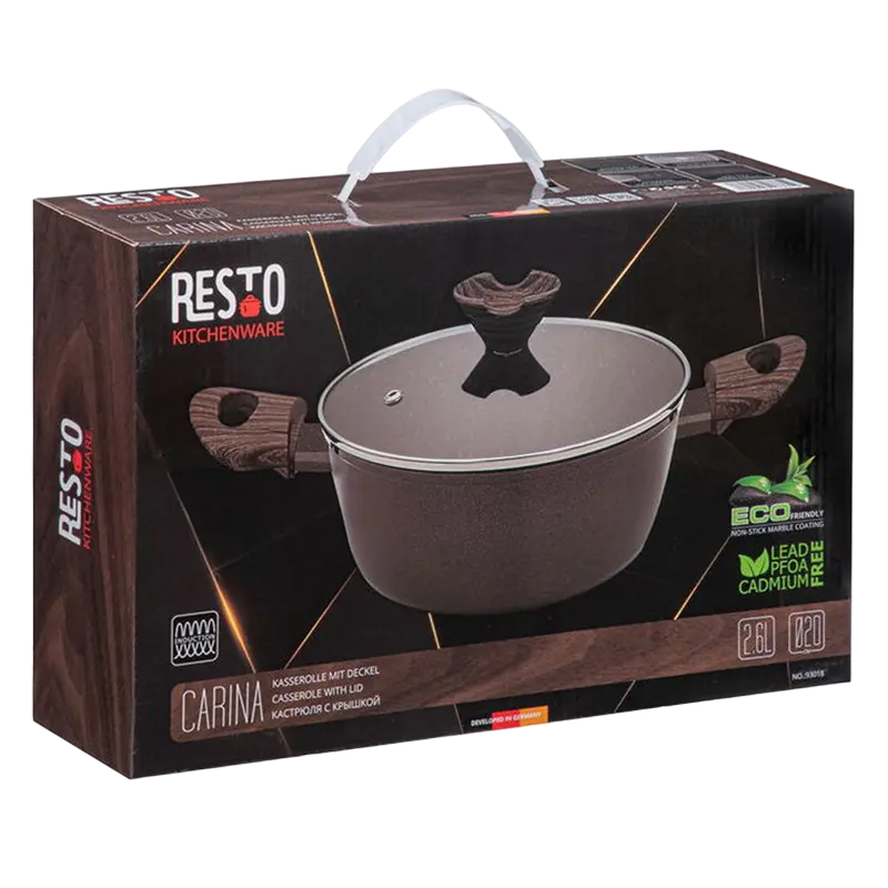 Кастрюля RESTO 93018, 2.5L, 20см, Коричневая – Элегантность и практичность на вашей кухне [6]