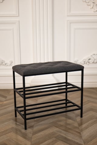 Обувницы - Обувница с 3 уровнями Nex Home Teddy, металл, нагрузка 150 кг, 80×32×52 см, Тёмно-серый