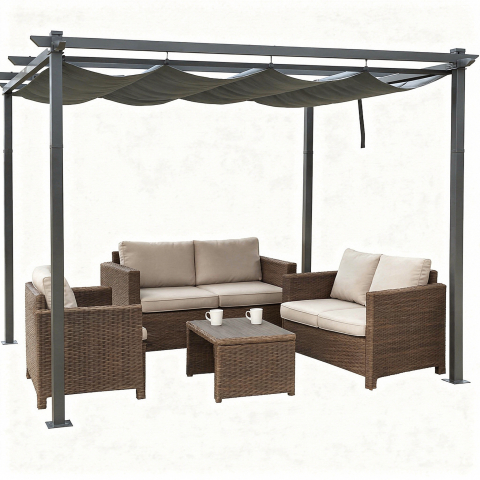 Pergolă cu acoperiș retractabil 3x4 m Gri – confort, umbră și stil pentru grădina ta [3]