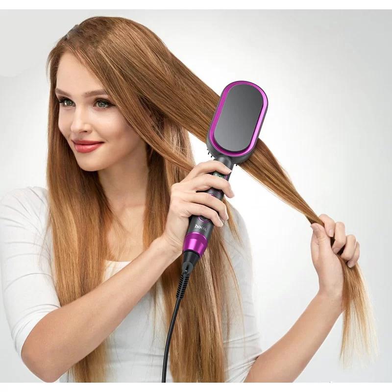 Электрическая расческа для выпрямления волос HP44 с цифровым дисплеем – точный контроль и профессиональные результаты (Розовый, EU) [1]