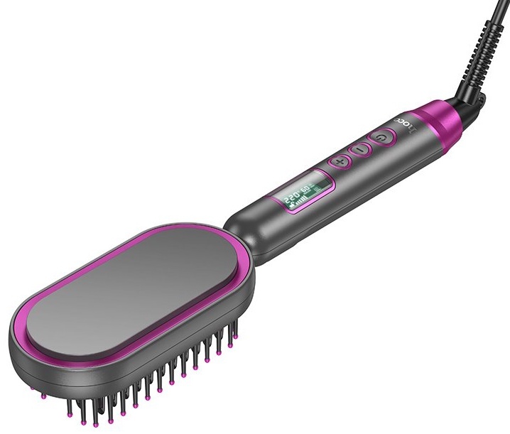 Электрическая расческа для выпрямления волос HP44 с цифровым дисплеем – точный контроль и профессиональные результаты (Розовый, EU) [3]