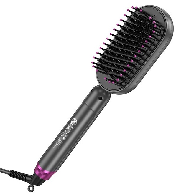 Электрическая расческа для выпрямления волос HP44 с цифровым дисплеем – точный контроль и профессиональные результаты (Розовый, EU) [2]