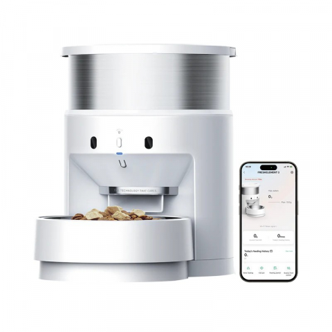 Produse pentru animale - Petkit Fresh Element Infinity - 3L Smart Pet Feeder, 304 stainless steel, Capacity: 3L(1.57kg), Normal dry food, freeze dried food, App control, Built-in rechargeable lithium battery lasts 1 week, capacity: 2600mAH, Proximity sensor, Size 337*223*286mm, white