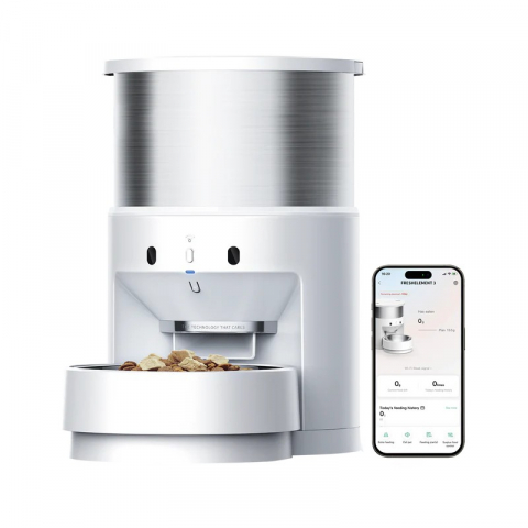 Produse pentru animale - Petkit Fresh Element Infinity - 5L Smart Pet Feeder, 304 stainless steel, Capacity: 5L(2.6kg), Normal dry food, freeze dried food, App control, Proximity sensor, Built-in rechargeable lithium battery lasts 1 week, capacity: 2600mAH, Size 337*223*348mm, white
