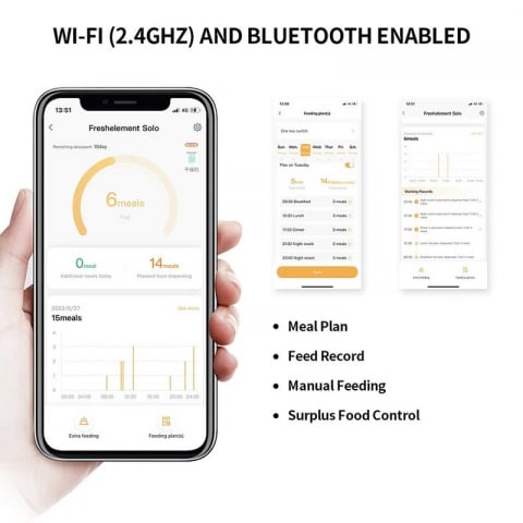 Petkit Fresh Element SOLO Smart Pet Feeder, Wi-Fi and Bluetooth connection, 304 stainless steel, Capacity: 3L, Normal dry food, freeze dried food, App control, Dual-power system, Size 316*167*296mm, white [3]