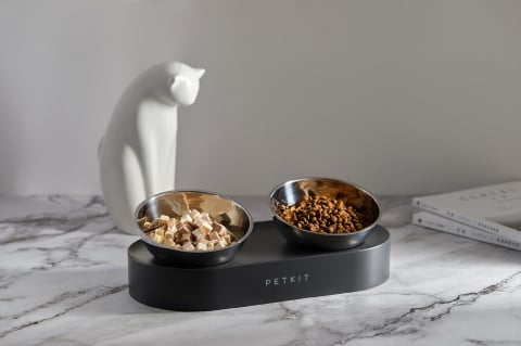 Petkit Fresh Nano Metal Feeding Bowl, 304 stainless steel (food grade), Size:330*160*87.7mm,Two Adjustable angles 0* or 15*, with basement, higher height helps the cats eat comfortable [3]