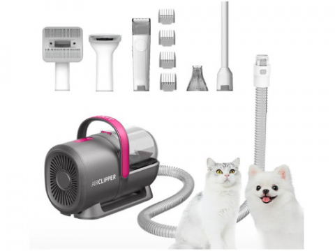 Produse pentru animale - Petkit FurWaker 5-in-1 Pet Grooming Kit, Brushing, trimming and vacuum all at once, 5 professional grooming and vacuum tools, white