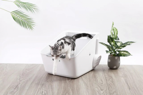 Petkit Pura Cat Litter Box, semi-open low-level entrance litter tray, built-in odour eliminator, 507*374*350mm, white [5]