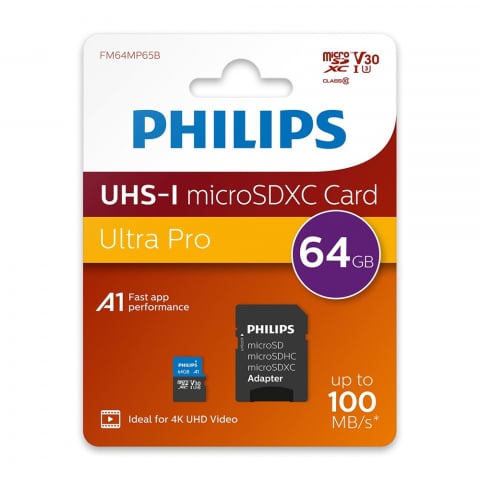 Electronice - PHILIPS MicroSD Card UHS-I (U3) (V30)  64GB