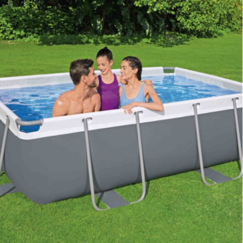 Piscină cu Cadru Metalic Bestway Steel Pro Rectangular 282x196x84 cm, 3662L – Include Pompă-Filtru și Kit de Reparație, Gri [2]