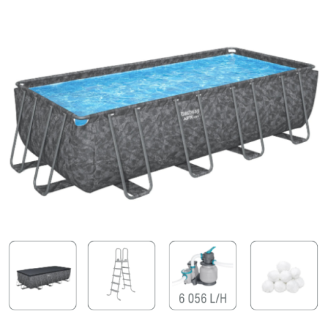 Bestway Piscină Rectangulară APX 365™ 549x274x132 cm, 16477L, cadru metalic, cu pompă filtrare nisip și copertină [0]