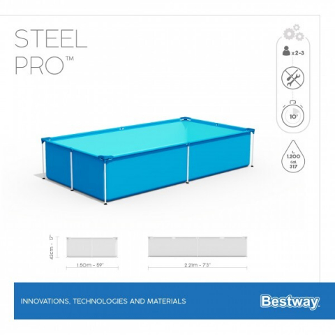 Piscină Bestway Steel Pro 221x150x43 cm – Perfectă pentru Copii! [7]