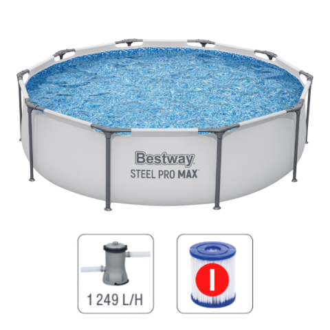 Piscine cu cadru metalic - Piscină Bestway Steel Pro MAX 305×76 cm – Răcorire Rapidă și Distracție pentru Toată Familia