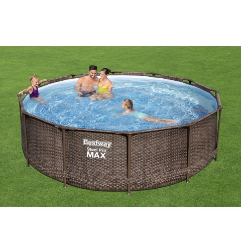 Bestway Piscină Steel Pro MAX Rattan 366x100 cm, 9150L, cadru metalic, cu pompă și scară [2]