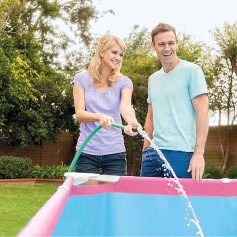 Piscina cu cadru Intex Pink Metal Frame 220×150×60 cm – soluția ideală pentru distracție în familie [1]