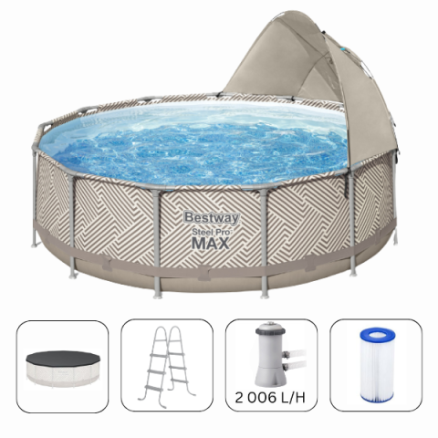 Sport și Agrement - Piscină cu cadru metalic Bestway Steel Pro MAX 396×107 cm (11.133L) – relaxare completă în propria curte