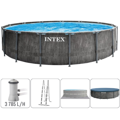 Piscine si Accesorii - Piscină INTEX GREYWOOD PRISM FRAME PREMIUM 457×122 cm, 16.805L, Cadru Metalic