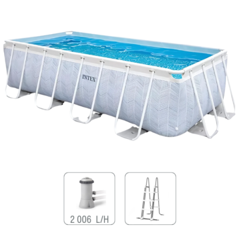 Piscine cu cadru metalic - Piscină INTEX Chevron Prism Frame 400x200x100 cm – Stil modern, durabilitate superioară, montaj rapid!