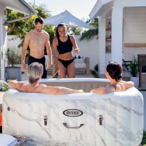 Piscină INTEX Jacuzzi SPA gonflabil „Calacatta Dual Zone Deluxe” 175×71 cm, 795 L, 4 persoane – Relaxare de lux cu hidromasaj și design elegant! [1]