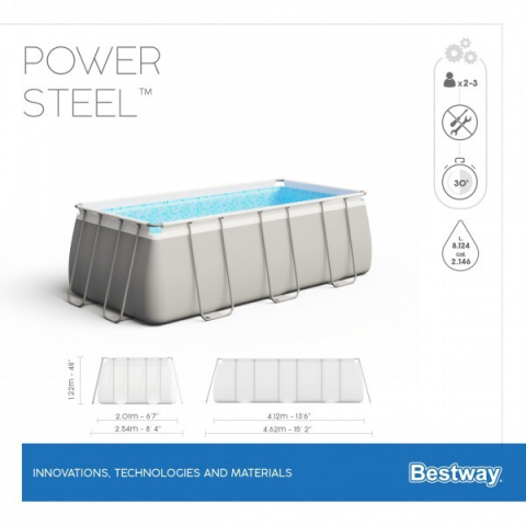 Piscină Bestway Power Steel 412x201x122 cm – 8124L, cadru metalic + pompă cu filtru și accesorii [7]