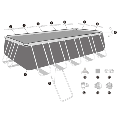 Piscină dreptunghiulară Bestway Power Steel 640x274x132 cm – 19281L, cu pompă, husă și scară incluse [9]