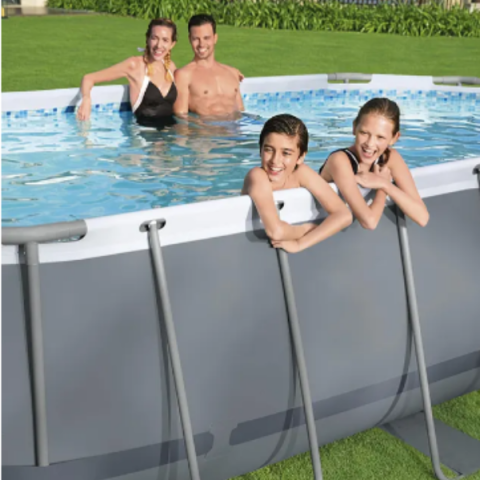 Bestway Piscină Power Steel Oval 427x250x100 cm, 7250L, cu cadru metalic + pompă 2006 L/oră, scară [4]