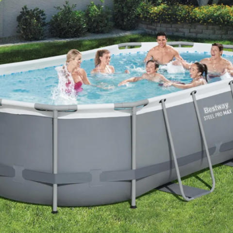 Bestway Piscină Power Steel Oval 427x250x100 cm, 7250L, cu cadru metalic + pompă 2006 L/oră, scară [3]
