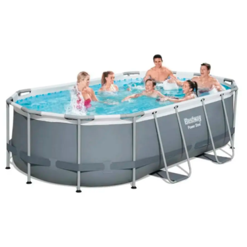 Bestway Piscină Power Steel Oval 427x250x100 cm, 7250L, cu cadru metalic + pompă 2006 L/oră, scară [14]
