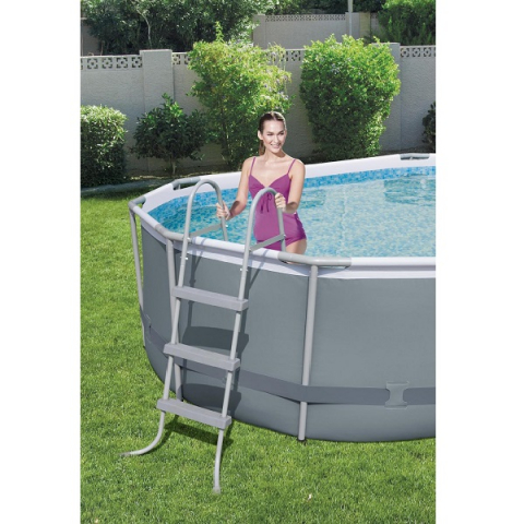 Bestway Piscină Power Steel Oval 488x305x107 cm, 10949L, cu cadru metalic + pompă 3028 L/oră, husă, scară, dozator – model 5614V [5]