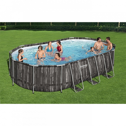Piscină Bestway Power Steel Oval 610x366x122 cm – 20241L, cu pompă 5678 l/h, scară, copertină, dozator, cadru metalic [1]