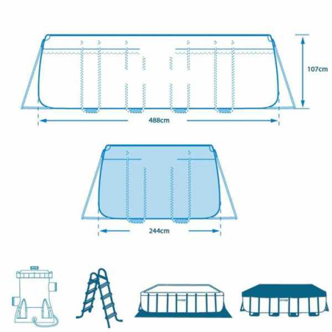 Piscină PRISM FRAME RECTANGULAR 488x244x107 cm, 10874 L, cadru metalic [8]