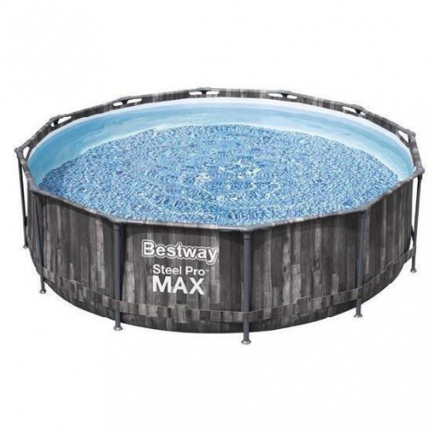 Bestway Piscină Steel Pro MAX 366x100 cm, 9150L, cadru metalic, cu pompă de filtrare și scară, imprimeu lemn [2]