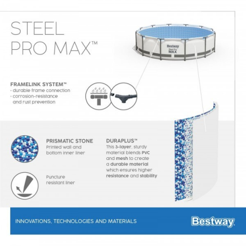 Bestway Piscină STEEL PRO MAX 427x122 cm, 15232L, cadru metalic, cu pompă, scară și prelată [10]