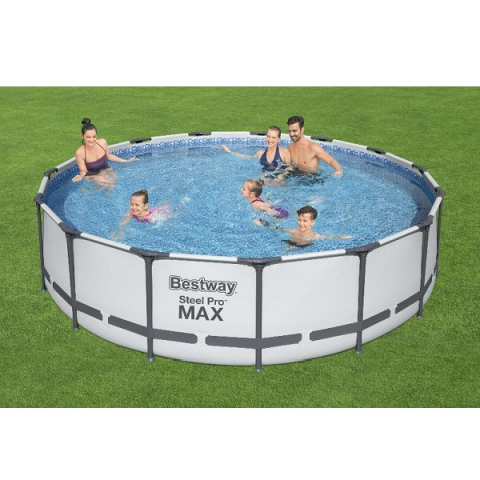Bestway Piscină STEEL PRO MAX 457x107 cm, 14970L, cadru metalic, cu pompă, scară și husă [1]