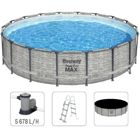 Sport și Agrement - Bestway Piscină Steel Pro MAX 549x122 cm, 23062L, cadru metalic, cu pompă, scară și husă