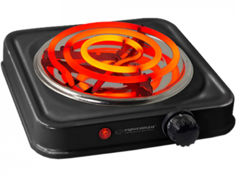 Aragaze de masa - Plită Electrică Esperanza ETNA EKH012K Neagră - Putere de 1000W cu Protecție Termostatică și Suprafață Rezistentă la Căldură