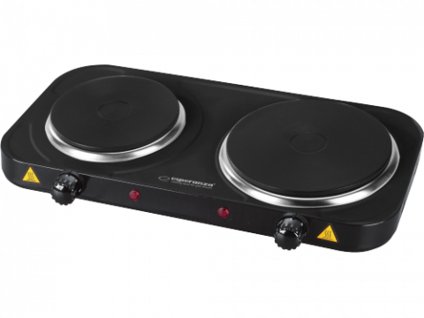 Aragaze de masa - Plită Electrică Esperanza YELLOWSTONE EKH007K Neagră - Putere de 2500W cu Protecție la Supraîncălzire și Coating Anti-adeziv
