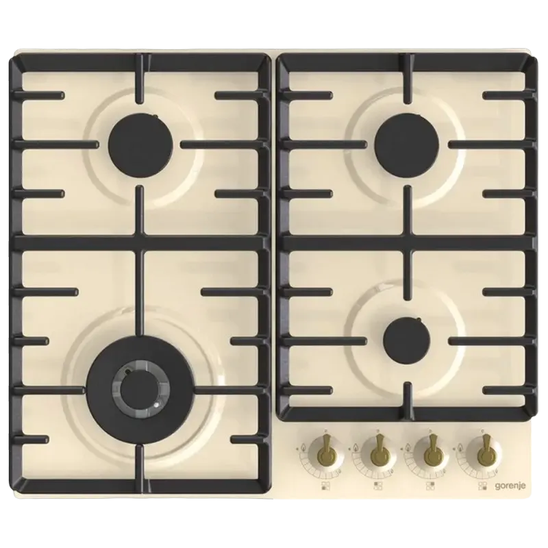 Plită pe gaz încorporabilă Gorenje GW 642 CLI Classico (4 Arzătoare, Arzător WOK, Fontă, Bej) [2]