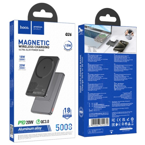 Power Bank magnetic HOCO Q26 Joy PD20W 5000mAh – Ultra-subțire, încărcare rapidă wireless și design premium! [4]