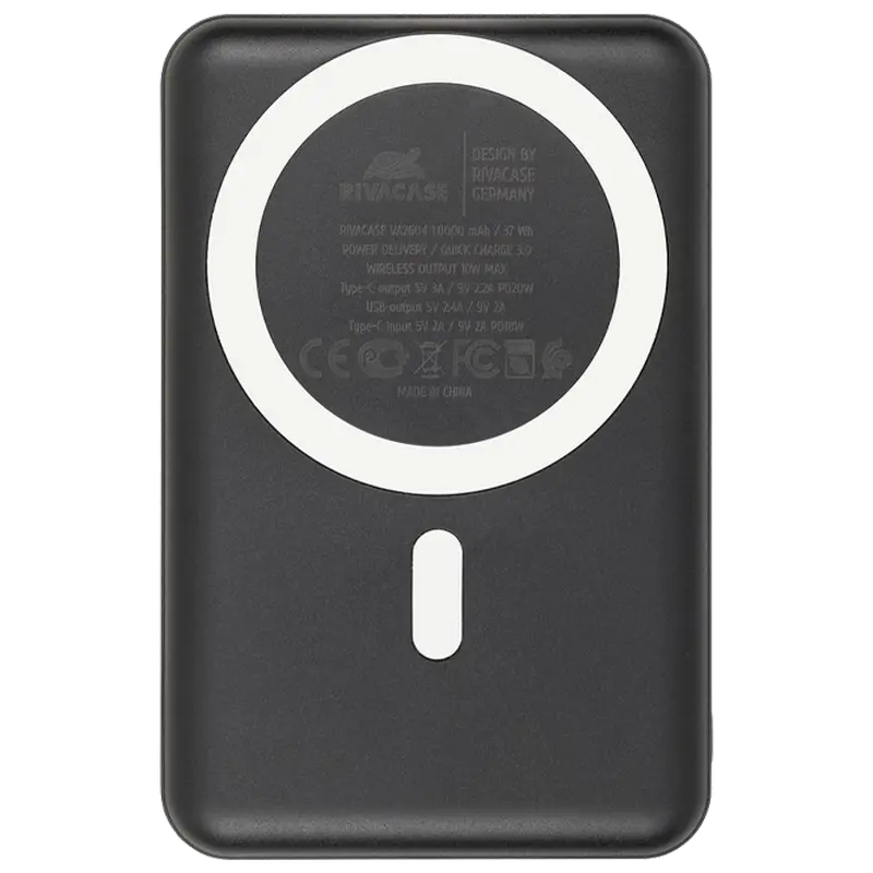 Cu fir - Power Bank Rivacase 10000 mAh, Magsafe 15W + QC/PD20W, VA2604, Negru