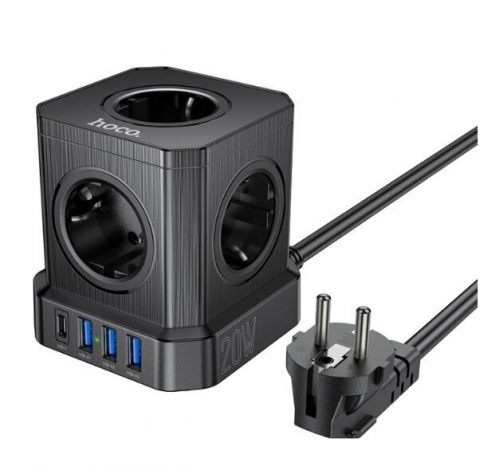 Prelungitor - Сетевой удлинитель NS8 Sharp – 5 розеток + USB + Type-C PD20W, мощность 4000Вт (EU/Германия)