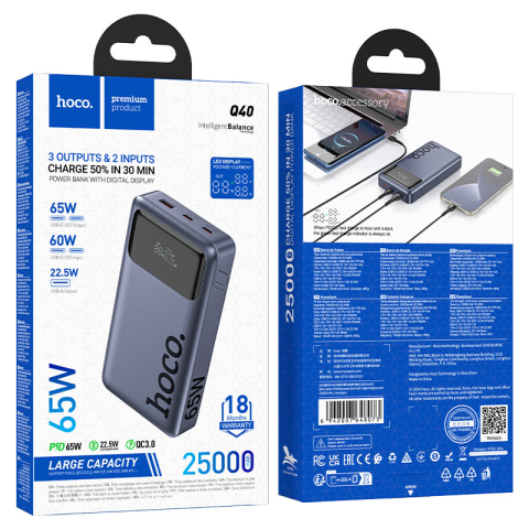 Q40 Leader PD65W Power Bank 25000mAh cu Ecran Digital – Negru [5]