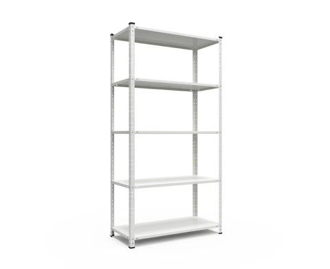 Rafturi pentru depozitare - Raft metalic de depozitare cu șuruburi Euro Raft Elegant 1840x950x440 mm, 5 rafturi metal, alb