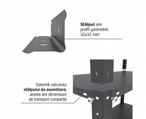 Металлический стеллаж на болтах Euro Raft Elegant 1840x950x440 мм, 5 металлических полок, антрацит [8]